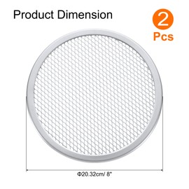 Sourcing Map 2 Pcs 8" Aluminum Round Pizza Baking Screen with Holes, Silver Tone