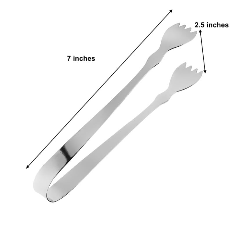 Stainless Steel Food Serving Tongs, Small (Serrated)