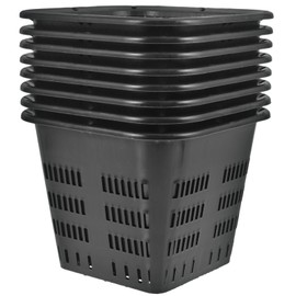 GANAZONO 8Pcs 4.33 Inch Hydroponic Net Pots Square Mesh Planting Baskets Plastic Nursery Cups for Indoor Gardening Vegetable and Orchid Cultivation