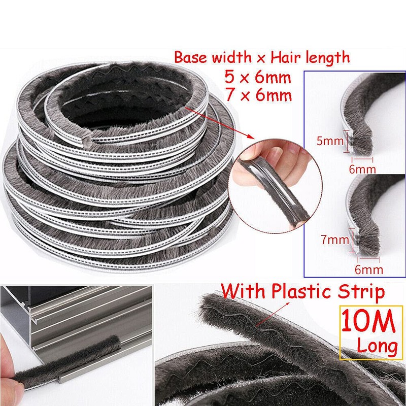 AcbbMNS 10M Pile Weatherstrip Brush Weather Stripping Seal Strip for