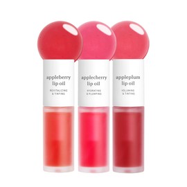 NOONI Appleseed Lip Oil Set - Appleberry & Applecherry & Appleplum | with Apple Seed Oil, Lip Oil Trio, Lip Stain, Gift Sets, For Chapped and Flaky Lips