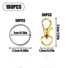 WELANE Metal Swivel Clasps, 50 Set Key Chain Hooks Clips with Key Rings for Keychain Making, Lanyard Making, Purse Hardware, DIY Craft (Gold & Silver)