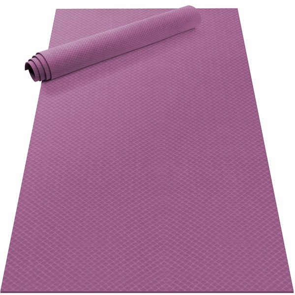 Odoland Large Yoga Mat 72'' x 48'' (6'x4') x6mm for Pilates Stretching Home Gym Workout, Extra Thick Non Slip Exercise Mat with Carry Strap, Dull Purple