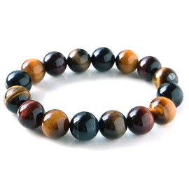 Natural Stone Power Stone Bracelet Tiger Eye Men Women 12mm
