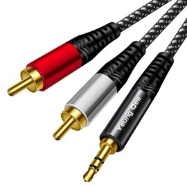 Yeung Qee 3.5mm to 2 RCA Audio Cable 0.5M, Nylon Braided 3.5mm Male to 2RCA Male Stereo Audio Y Adapter cable AUX RCA Splitter Cord Compatible with Smartphones, MP3, Tablets, Speakers, HDTV (50CM)