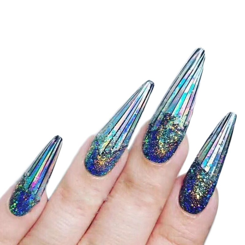 ALLYDREW 12 Sheets Holographic Nail Stickers Nail Strips Nail Art