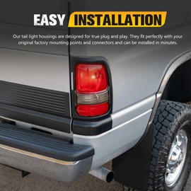 BUNKER INDUST Tail Light Assembly Compatible With 1994-2001 Dodge Ram 1500/1994-2002 Ram 2500/3500 Rear Brake Tail Lamp, Driver & Passenger Side (Bulbs Not Included)