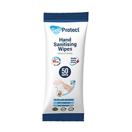 Hand Sanitising Wipes - 2% CHG, Rinse Free Solution, Kills Bacteria, Dermatologically Tested - Pack of 50 Wipes (Pack of 1 (50 Wipes))