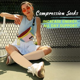 Iseasoo Copper Compression Socks (15-20 mmHg) for Men & Women - Running, Hiking, Cycling, Travel - Improves Circulation（S/M）