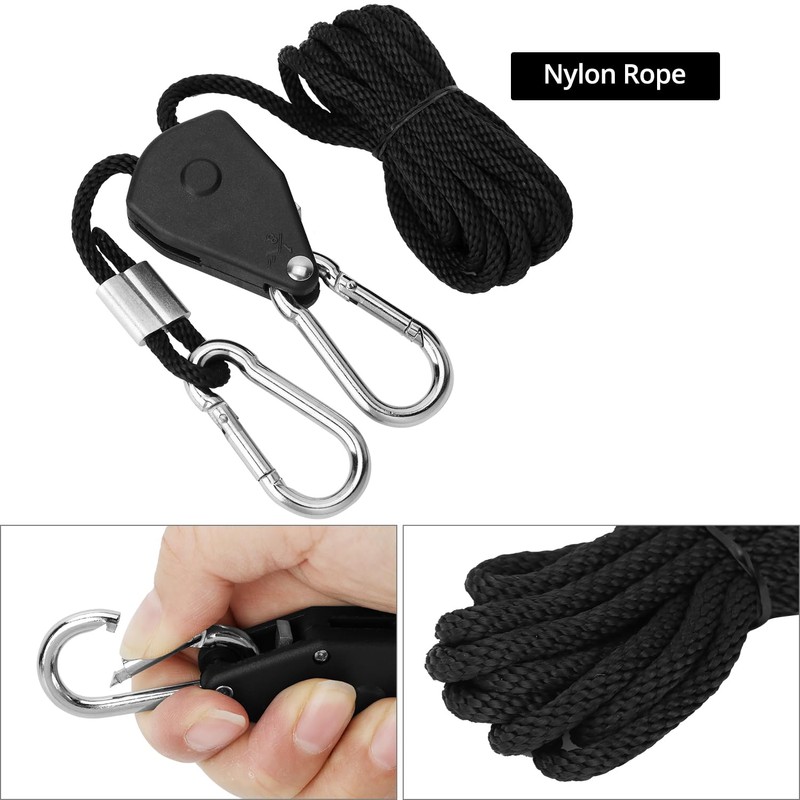 QWORK® 4PCS Ratchet Ropes with Hooks, Solid Iron Retractable Rope