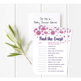 Inkdotpot Unicorn Floral 50 Find The Guest Baby Shower Game Party Supply Icebreaker Party Game