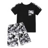 mksodopy Boys clothes camouflage stitching short-sleeved T-shirt camouflage shorts teen