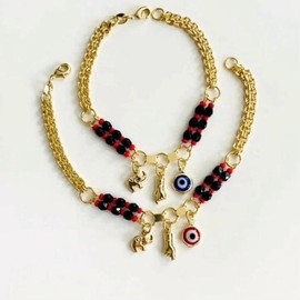 14k Gold Plated Elephant Bracelet 7.5” - Color: Rojo