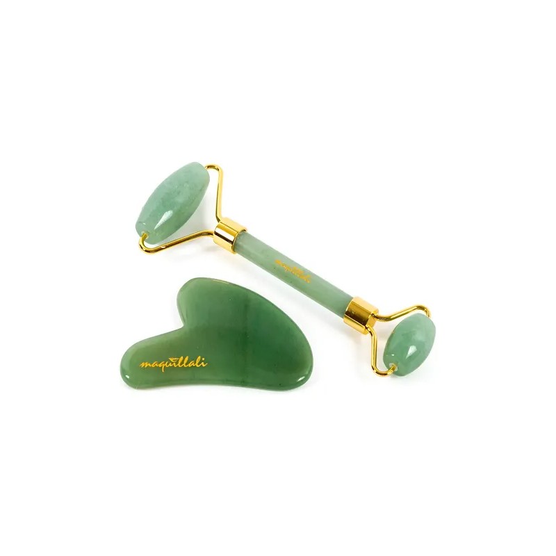 Kit Rodillo De 100 Jade Y Gua Sha Masaje Facial