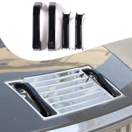 Lcojicep Hood Deck Vent Panel Covers Trim Moulding Compatible with Hummer 2003-2009 H2 Front Hood Vent Louver Cover , front hood grille trim (Handles, Piano Black)