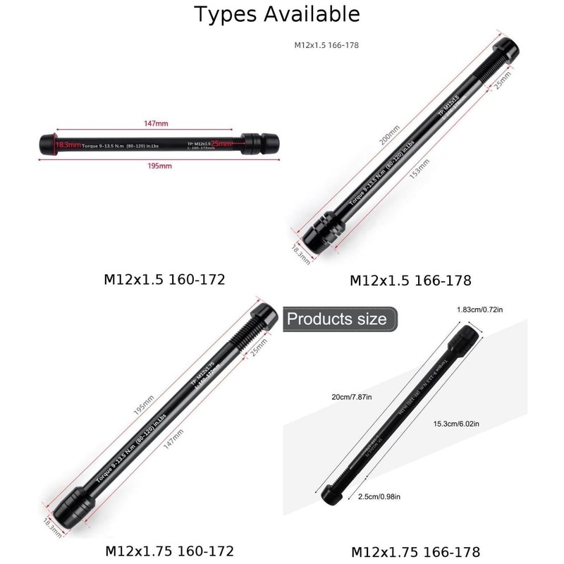 ZYWUOY Bicycle Trainer Axle Spike Aluminum Alloy M12x1.5 160-172 Conversion
