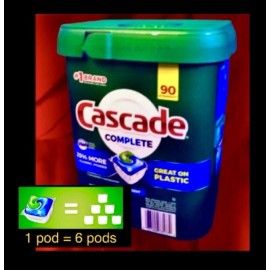 Cascade 90ct CASCADE Complete Dawn Grease Fight DISHWASHER DETERGENT Packs FRESH SCENT