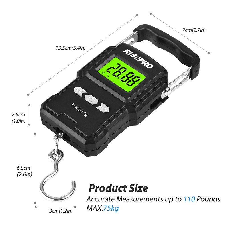 RISEPRO® 75Kg / 165Lb Digital Fish Scale with 39 Inch