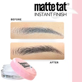 Brows by Bossy Studio & Co Temporary Eyebrow Tattoos with Shine Remover Matte Tat Waterproof Eyebrow Stickers, False Tattoos Hair Like Peel Off Instant Transfer Brow classic black with matte tat