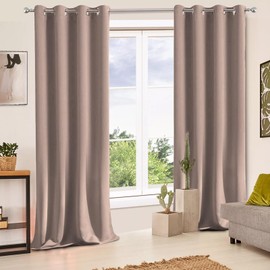 Ystyle Curtains Set of 2, Outdoor Curtain Weatherproof with Eyelets, Blackout Curtain, Opaque Curtains, Thermal Curtain, Heat Protection, Modern Curtain for Living Room, Bedroom, Pink