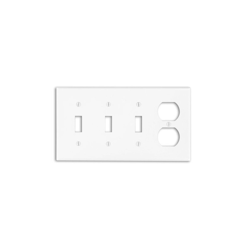 Leviton 4-Gang 3-Toggle 1-Duplex Device Combination Wallplate, Standard Size, P38-W,