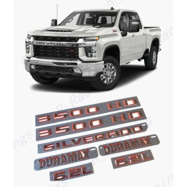 GM Auto Black Red Doors 3500HD Rear Silverado Hood Duramax 6.2L Emblem 2019-2023 3500 HD