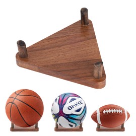 RICKMASK Wooden Ball Holder, Ball Holder, Basketball Holder, Made of High-Quality Walnut Wood Basketball Holder for Basketball, Football, Volleyball, Rugby Display