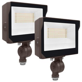 LUXRITE 15/25/35W LED Flood Lights Outdoor with Photocell Sensor, Up to 5110LM Super Bright Security Light, 3CCT 3000K-5000K, IP65 Waterproof, Knuckle Mount, UL Listed (2 Pack)