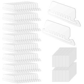 Tinoaly 100pcs Hanging File Folder Tabs, Clear Plastic Suspension File Index Tabs Labels with Blank Paper Inserts for Office School Home Document Organization & Quick Identification