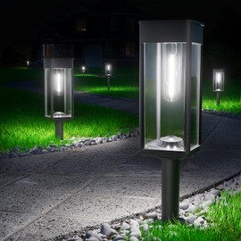 BITPOTT Modern Solar Lights for Outdoor Garden Pack of 2 with Super Bright Lights, Waterproof Solar Lights for Lawn and Patio, Solar Lights for Outdoor Garden Decoration and Walkway Lighting