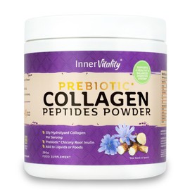 Prebiotic Collagen Powder - 390g Hydrolysed Bovine Collagen Peptides with Prebiotics for Gut Health & Skin, Collagen Powder for Woman & Men by Inner Vitality