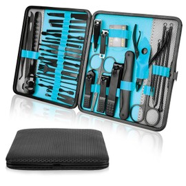 Set de Manicura y Pedicura, 36 en 1 Kit de Manicura y Pedicura Profesional Acero Inoxidable, Manicura Set para Manicura y Pedicura Piel Limpia, Kit de Viaje y Aseo para Hombres y Mujeres, Azul