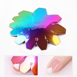 Rainbow Small V Shaped Easy French Tips Manicure Edge Trimmer Pink & White Smile Line Cutter 1-11 Sizes UV Gel Acrylic Nail Art Tool, HJ-NAT188-FC02