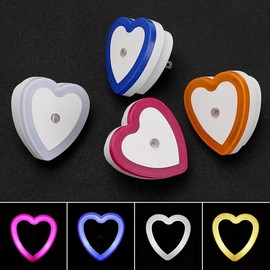 Rosojodg Blue Plug-in Auto Sensor Control LED Night Light Lamp Bedroom Hallway Heart Shaped Night Lights(0.5W)