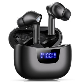 Wireless Earbuds Bluetooth V5.3 Headphones 50H Playback Deep Bass Stereo Ear Buds with LED Power Display Charging Case IPX7 Waterproof Earphones with Mic Headset for Laptop Pad Android/iOS Phones