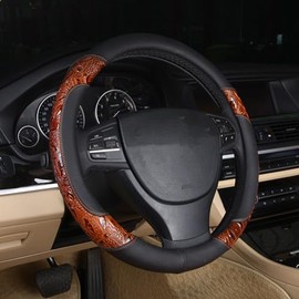 Follicomfy Steering Wheel Cover,Anti Slip Cover,Crocodile Grain Leather