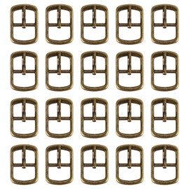 Framendino, 20 Pack Brone Rectangular Metallic Single Prong Pin Shoes Buckles Metal Roller Hardware for Bags Leather Belt