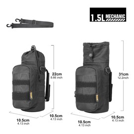 Rhinowalk Insulated Bottle Bag, 1.5 L, Expandable Molle Water Bottle Bag with Shoulder Strap, Waterproof Bottle Holder for Motorcycle, Bike, Hiking, Camping and Travel