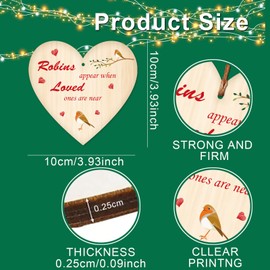 Robins Appear When Loved Ones Are Near, Christmas Ornaments Wooden Heart Sign, Memorial Gift, Memory of Loved One Christmas Tree Ornaments