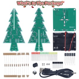 DONGKER 3D Christmas Tree Soldering Kit, DIY Electronic Kits for Students, 3 Colour LED PCB Science Project Back to School, STEM Lessons, Learning, Education, Soldering Project