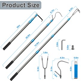 Truck Cargo Grabber - 6.3 Ft Heavy Duty Truck Bed Grabber Tool Telescoping Pole with 3 Hooks, Reach Retriever Tool for Pickup Trucks Bed, Accessories, and More (Blue), Gift Ideas