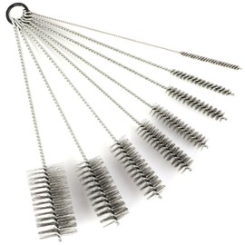 12 Inch Pipe Cleaning Brush Set with Stainless Steel Bristles, Tube Bottle Brush Kit, 8 Sizes for Auto Parts, Bottles, Guns, Tubes, Etc.