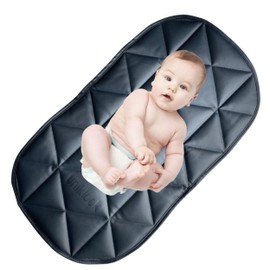 Quilted Padded Vegan Leather Portable Changing pad Mat | Play mat Baby Toddler Infant by Uniklook | Reversible | Tummy Time Mat Crawling Play Time | Waterproof Baby Infant Floor Mat 16”x30” (Marine)