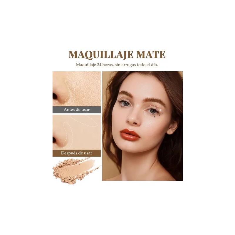 Base Maquillaje Polvo Compacto Fijador Matte 1pcs