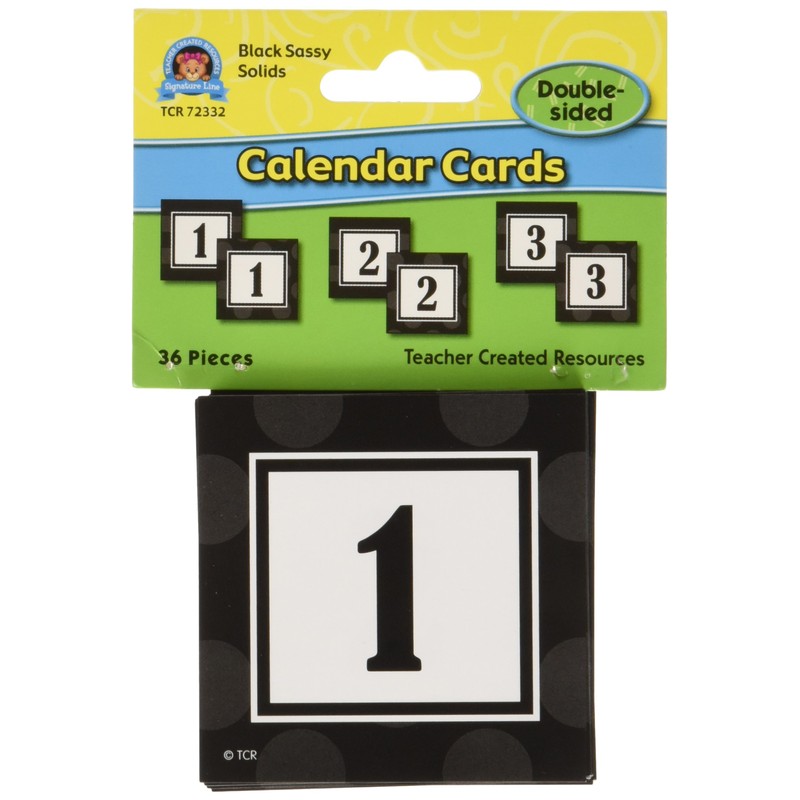 Teacher Created Resources Black Sassy Solids Double-Sided Calendar Cards