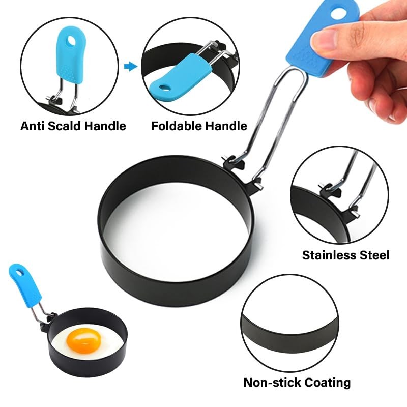 4pcs Egg Rings for Frying, Stainless Steel Egg Rings with