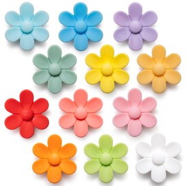 SUNURS 3D Solid Color Flower Cute Fridge Magnets for Locker, Colorful Strong Decorative Funny Refrigerator Magnets for Whiteboard, Kitchen, and Office (12 Pieces)