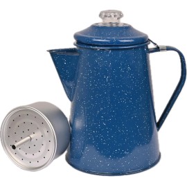 GSI Outdoors 8 Cup Blue Coffee Maker Enamelled Steel Camp Kitchen Equipment