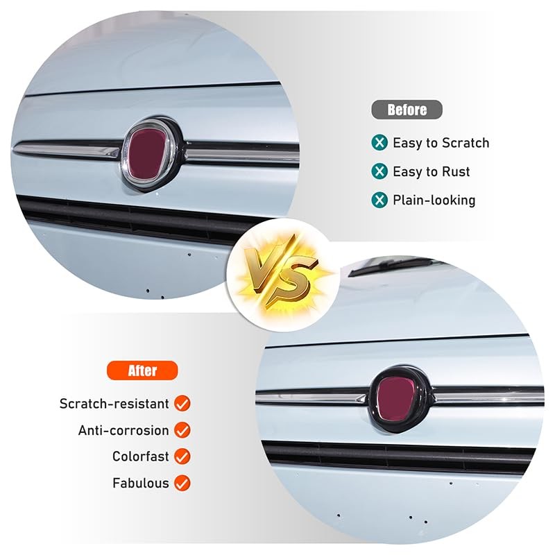 Auto Vorne und Hinten Logo-Dekorringe Passend für Fi@at 500 2016-2025,Auto