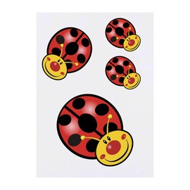 4 x 'Happy Ladybird' Temporary Tattoos - Water Resistant, Skin-Safe, Non-Toxic Transfers, Mixed Sizes (TO00075530)